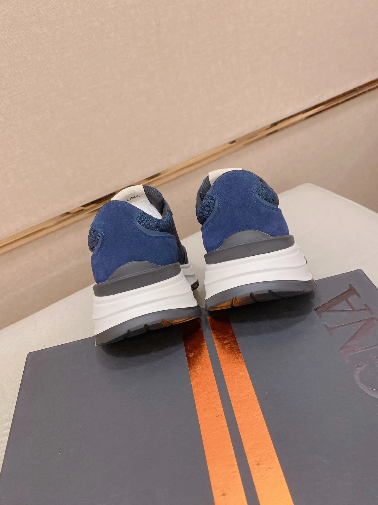 Blue Knit and Suede Chunky Sneaker 8