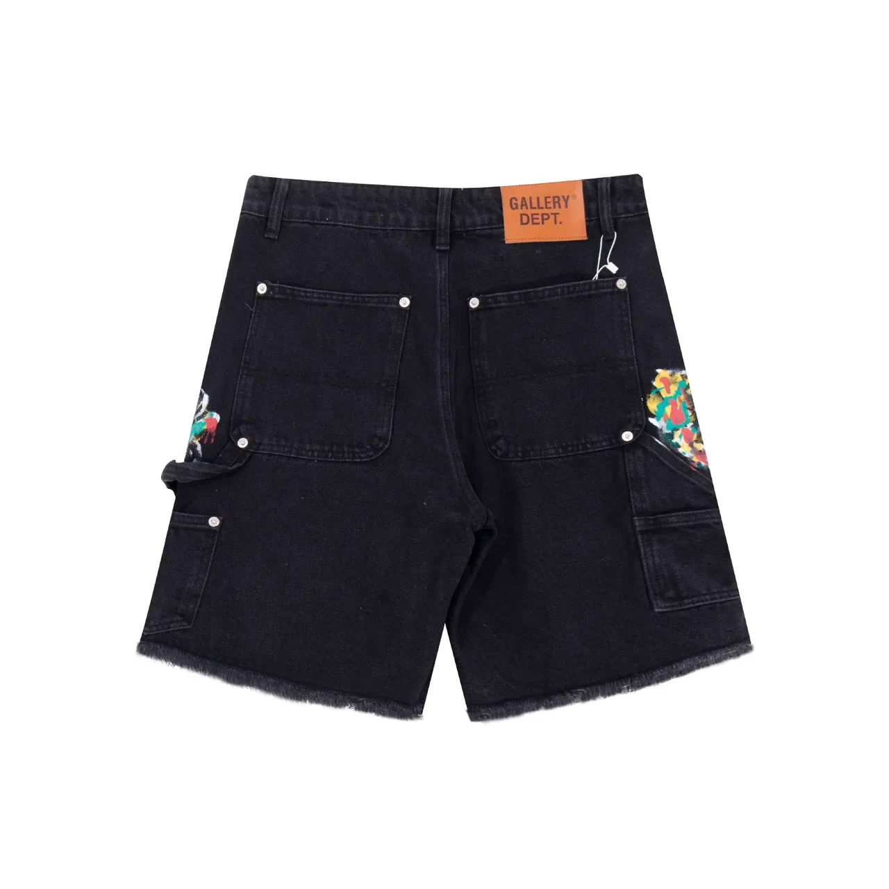 Blue Multicolor Patchwork Denim Paint-Splatter Embellishment Shorts 9