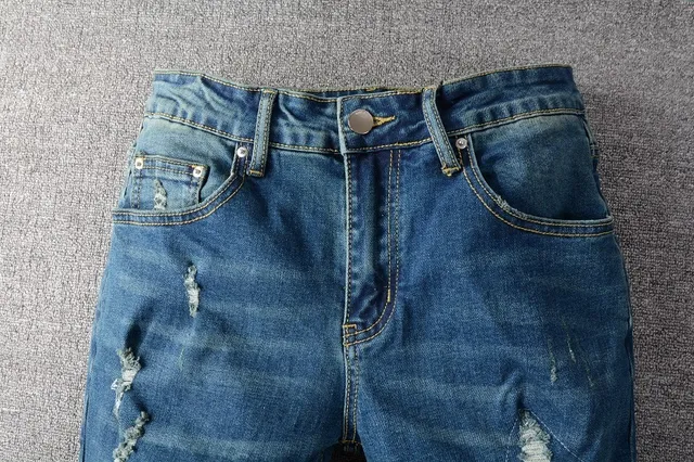 Blue Red Distressed Ripped Jeans 2
