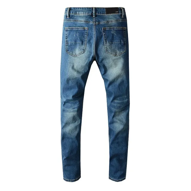 Blue Red Distressed Ripped Jeans 3