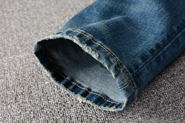 Blue Red Distressed Ripped Jeans 14