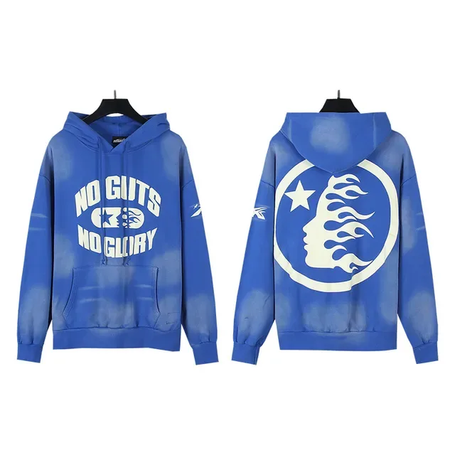 Blue Tie-Dye Graphic Print Oversized Hoodie 4