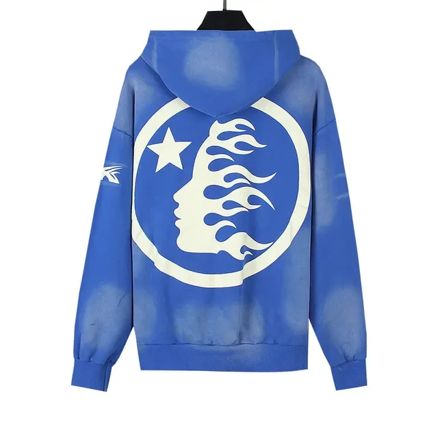 Blue Tie-Dye Graphic Print Oversized Hoodie 6