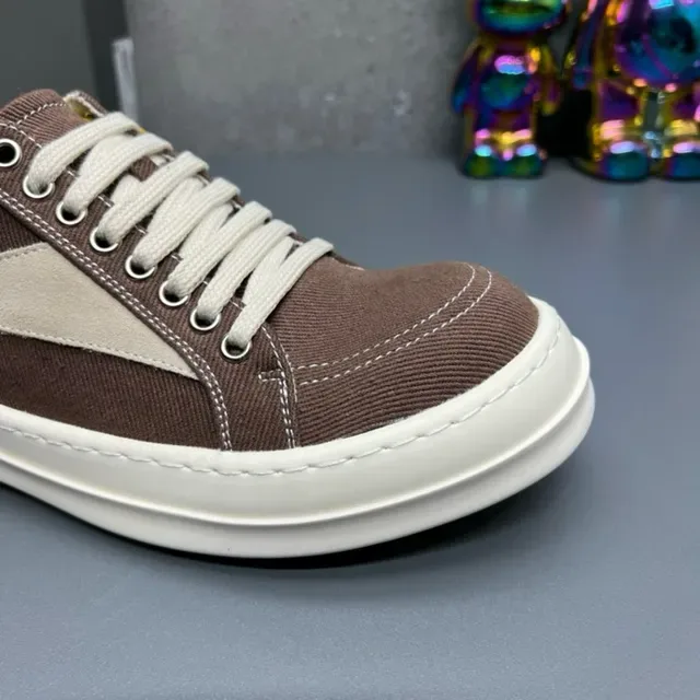 Brown and Beige Canvas Low-Top Lifestyle Sneakers 3