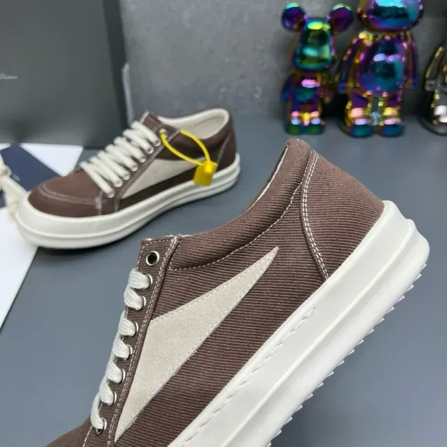 Brown and Beige Canvas Low-Top Lifestyle Sneakers 4