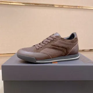 Zapatilla lifestyle low-top con malla de ante mezclado marrón y gris