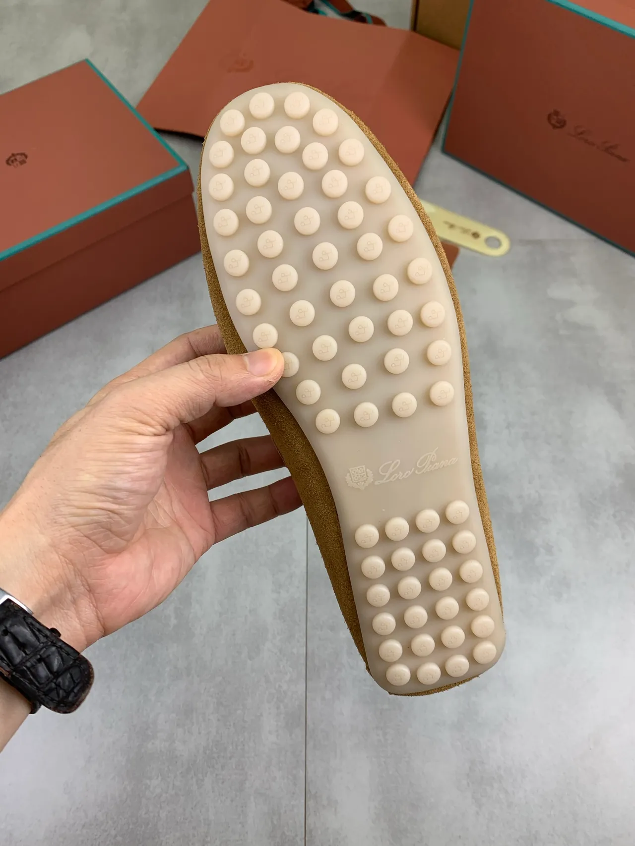 Brown Beige Suede Upper Moc-Toe Stitching Boat Shoes 3