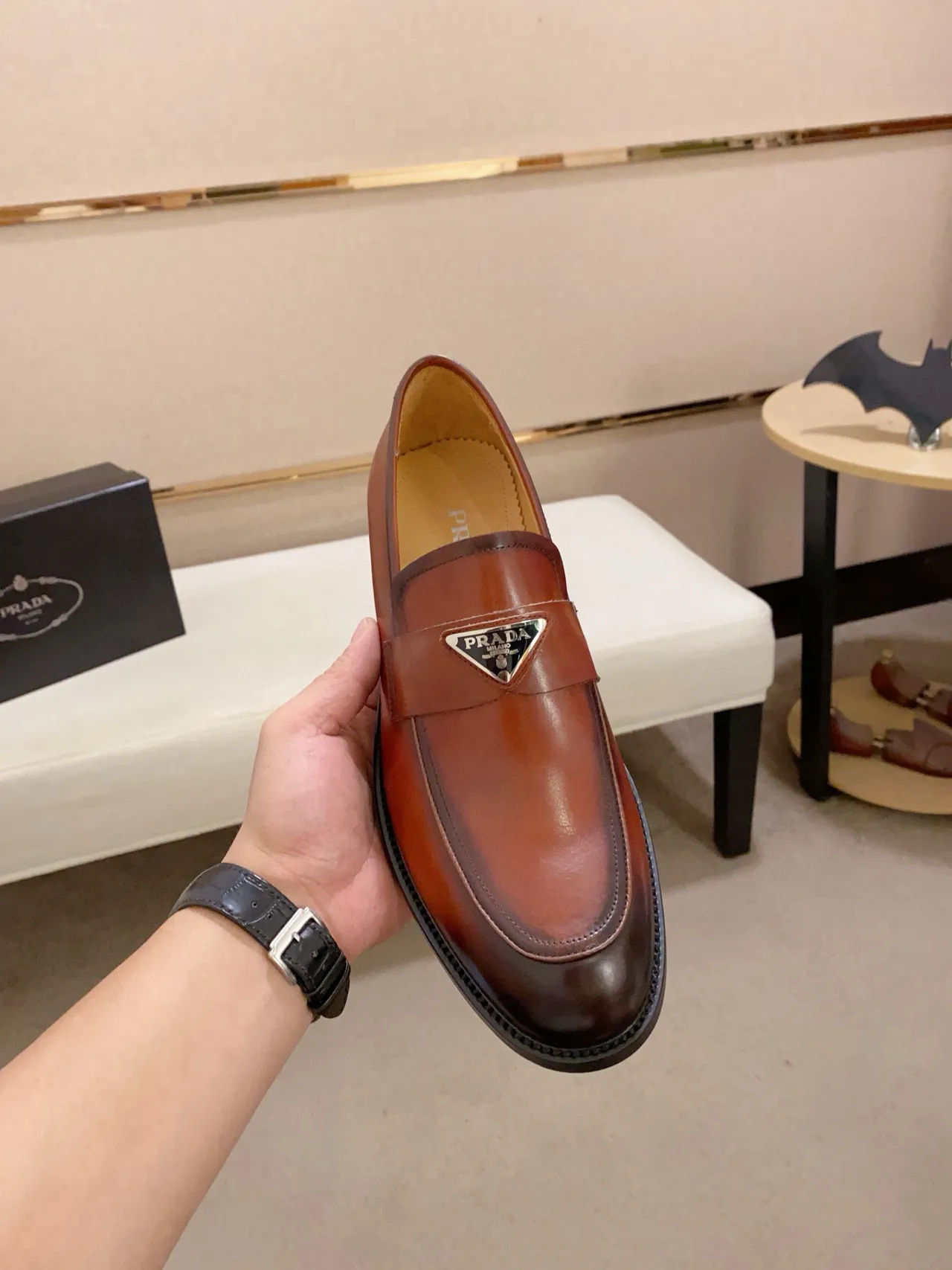Brown Black Cognac Leather Penny Loafer 6