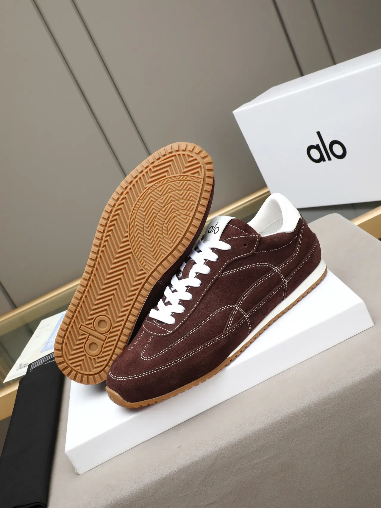 Brown Suede Contrast-Stitched Retro Low-Top Lifestyle Sneaker 4