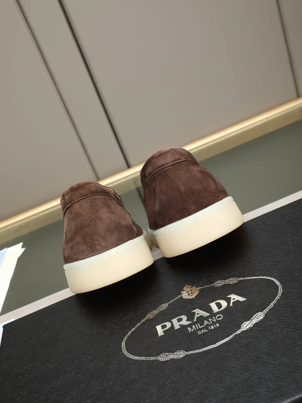 Brown Suede Moccasin-Stitched Slip-On Loafers 3