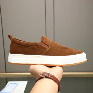 棕白麂皮鞋面 拖鞋式 构造 乐福鞋