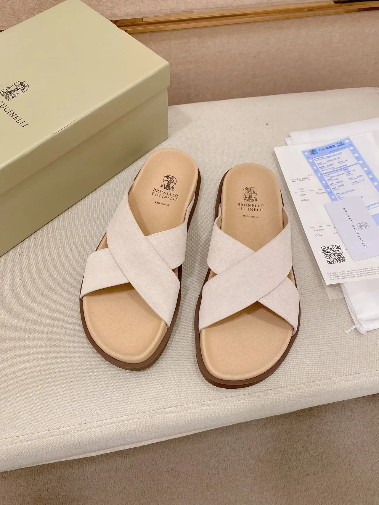Brunello Cucinelli Crisscross Strap Flat Slide Casual Sandals 3