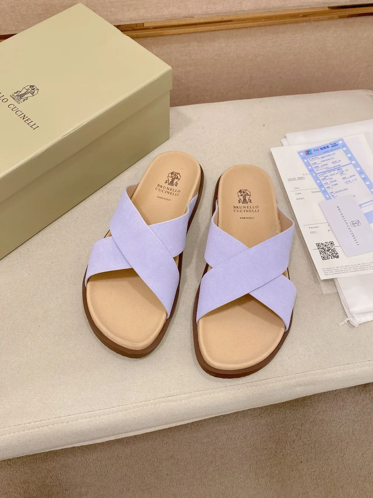 Brunello Cucinelli Crisscross Strap Flat Slide Casual Sandals 4