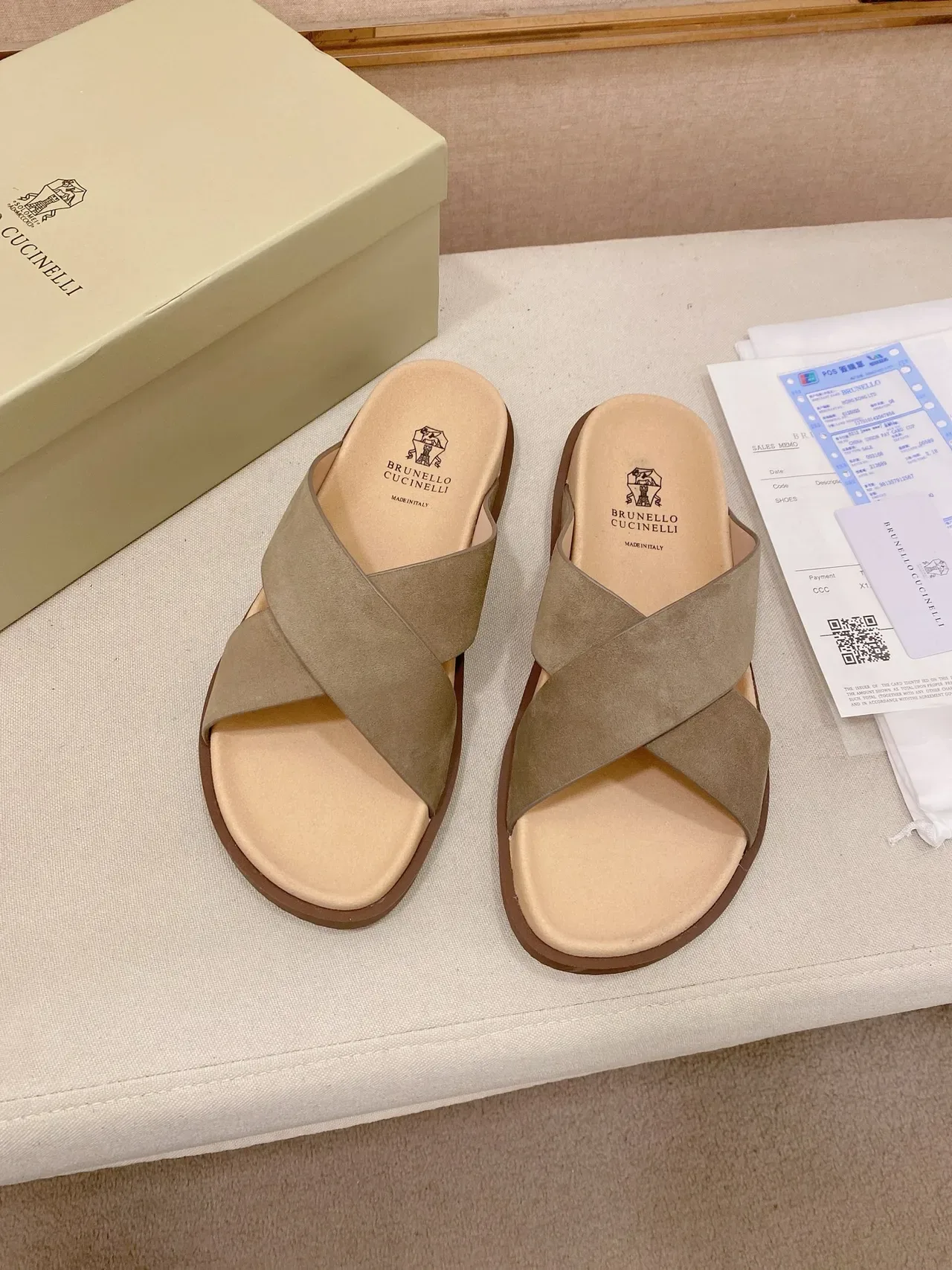 Brunello Cucinelli Crisscross Strap Flat Slide Casual Sandals 5