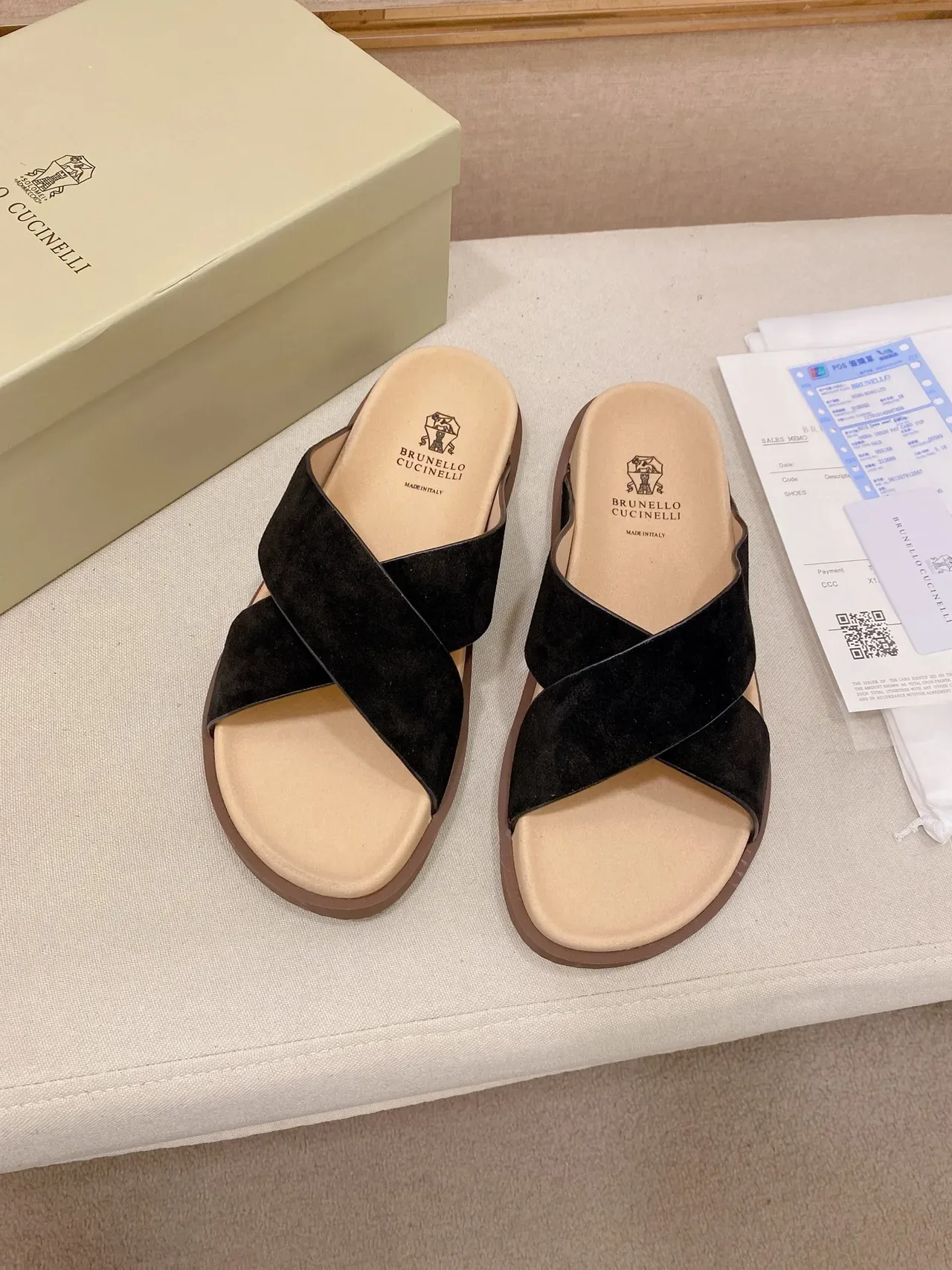 Brunello Cucinelli Crisscross Strap Flat Slide Casual Sandals 6