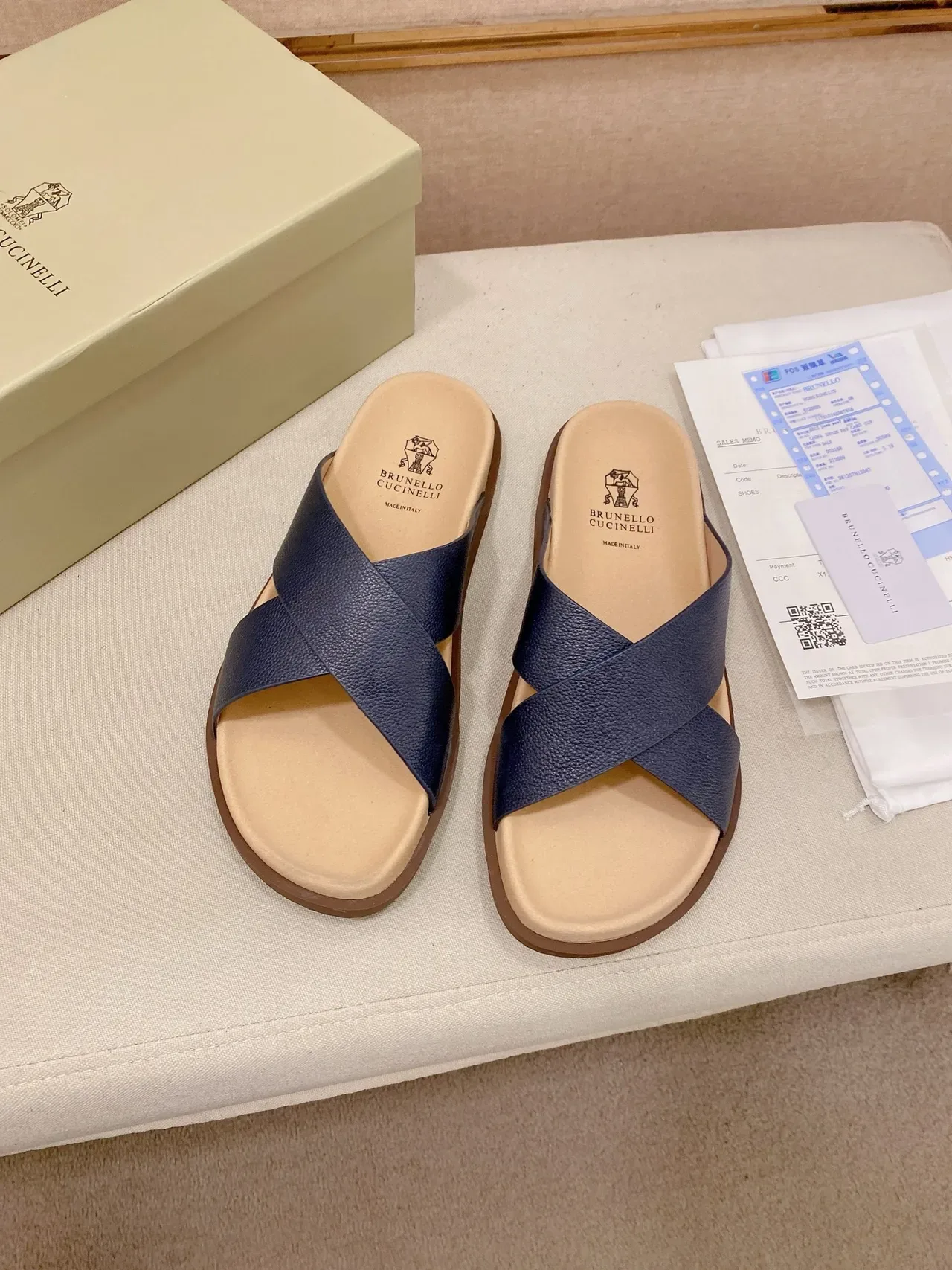 Brunello Cucinelli Crisscross Strap Flat Slide Casual Sandals 7