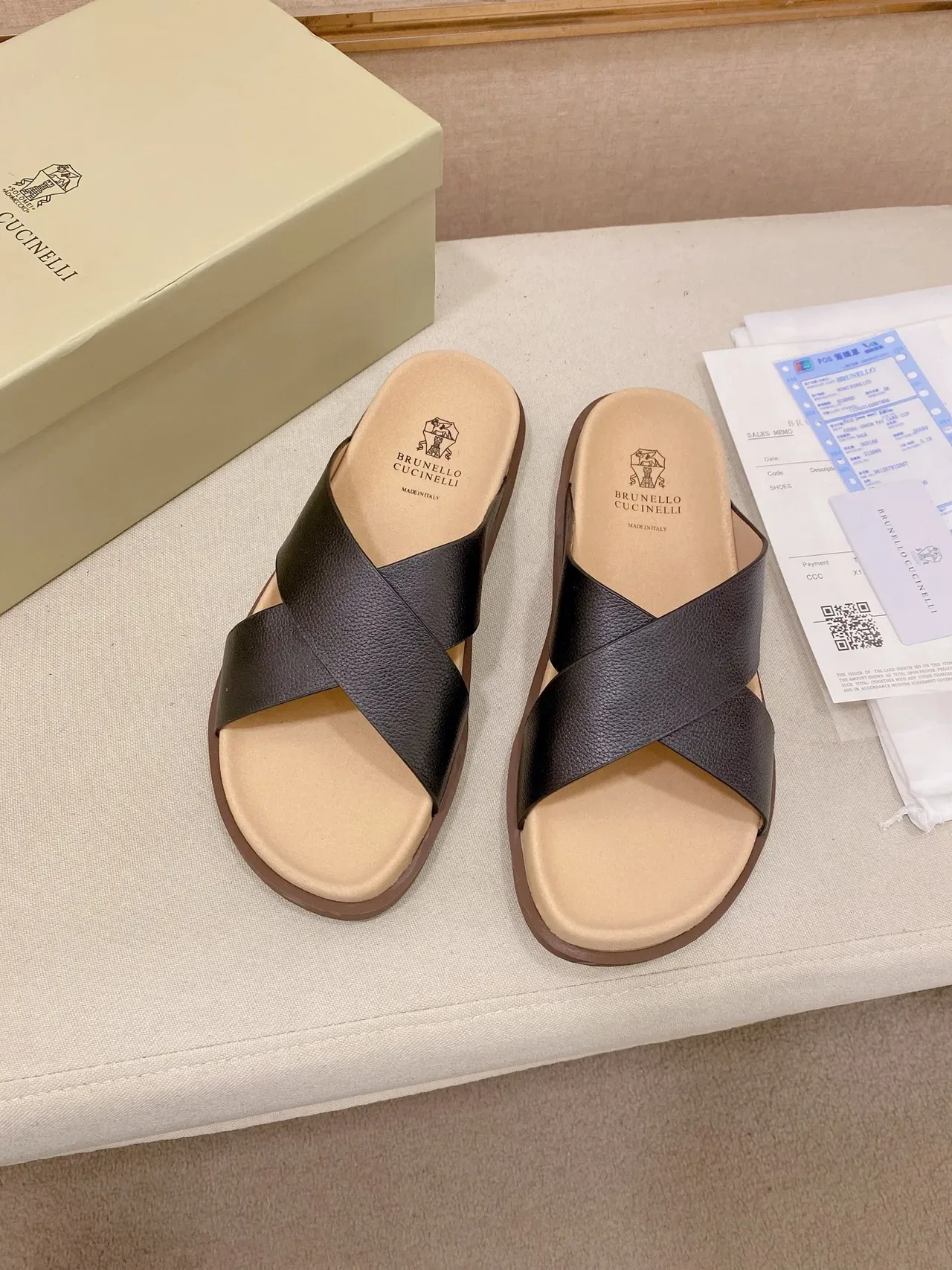 Brunello Cucinelli Crisscross Strap Flat Slide Casual Sandals 8