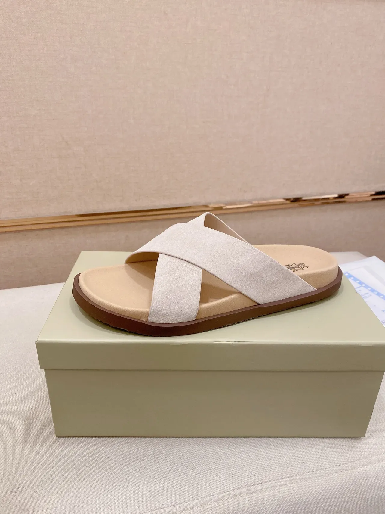 Brunello Cucinelli Crisscross Strap Flat Slide Casual Sandals 15