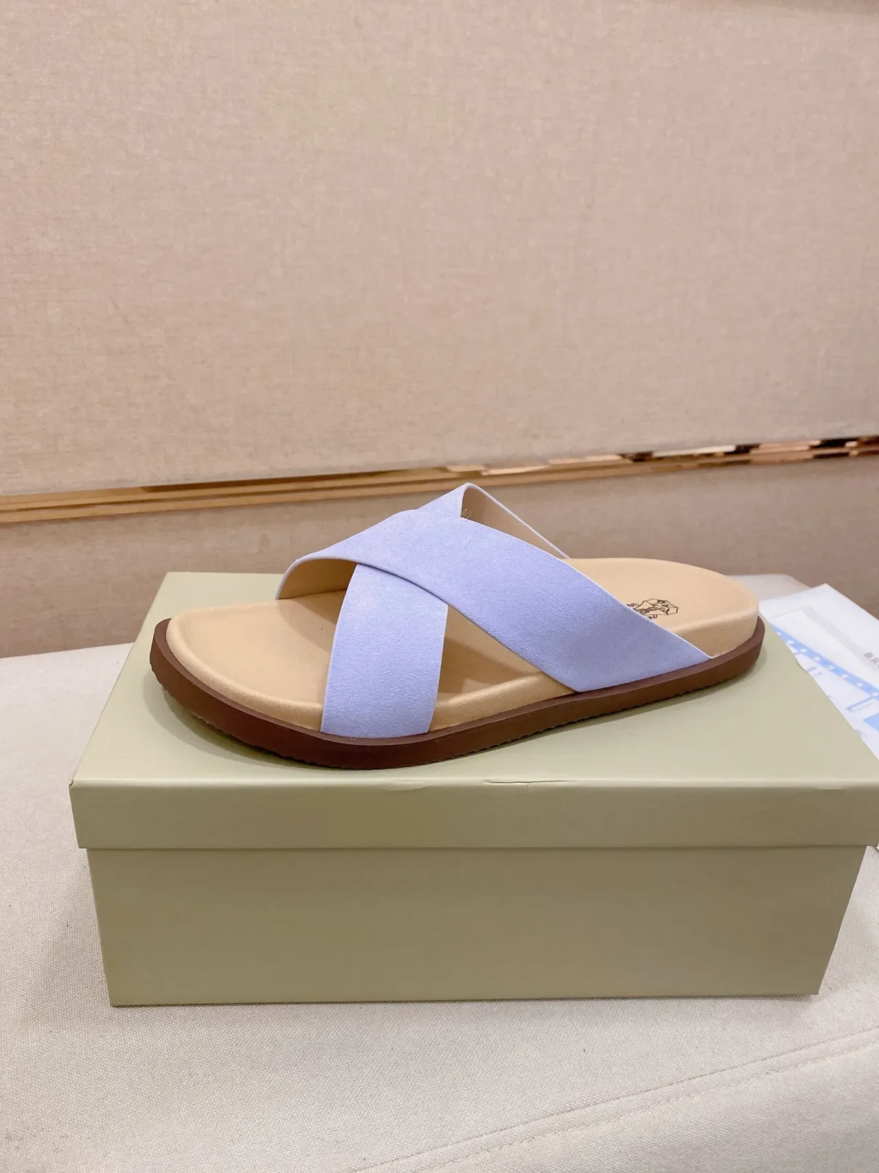 Brunello Cucinelli Crisscross Strap Flat Slide Casual Sandals 16