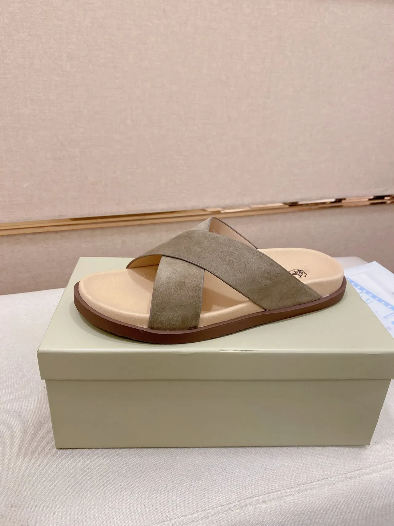 Brunello Cucinelli Crisscross Strap Flat Slide Casual Sandals 17