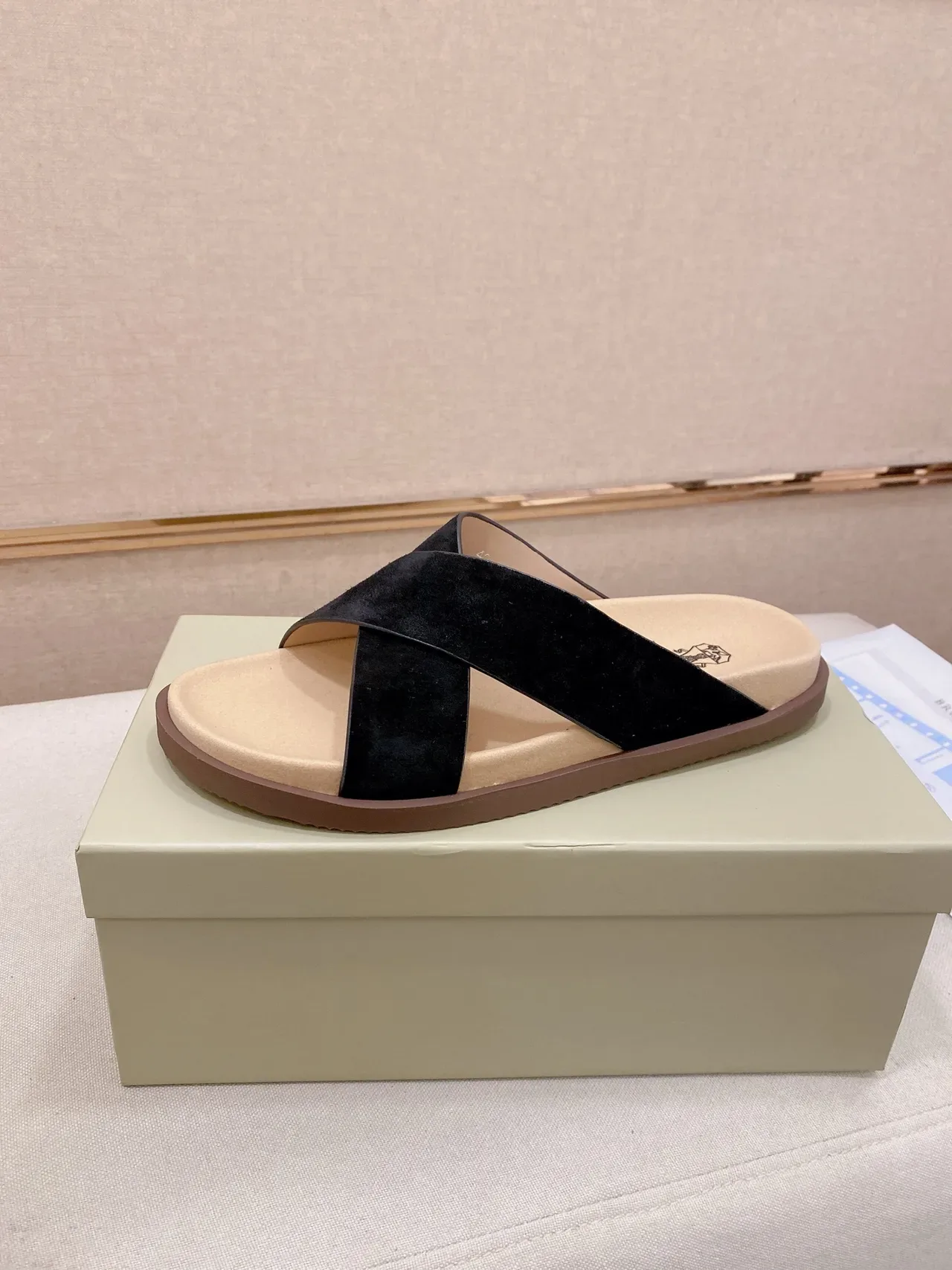 Brunello Cucinelli Crisscross Strap Flat Slide Casual Sandals 18
