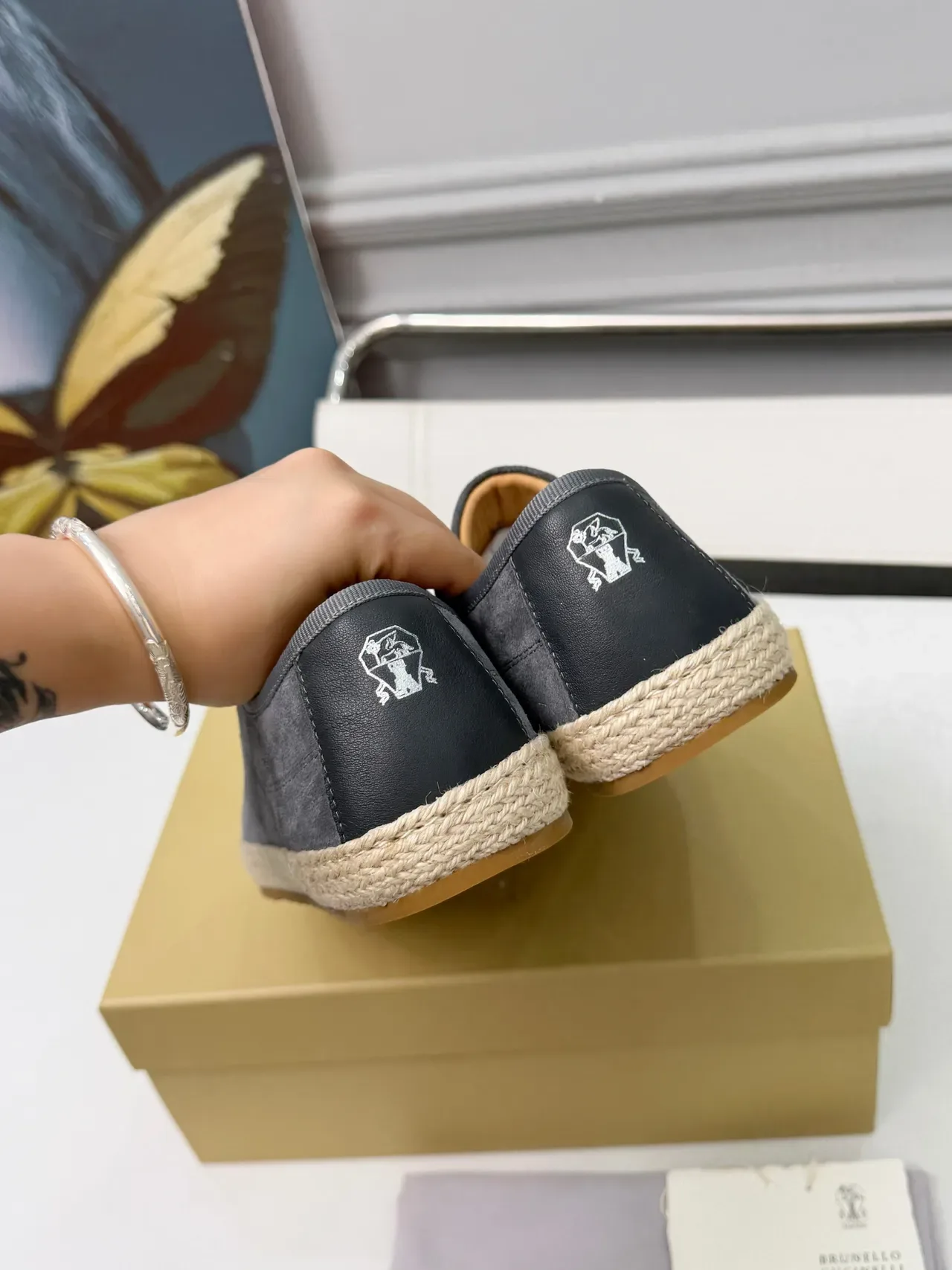 Brunello Cucinelli Gray Suede Espadrille Lace-Up Casual Shoes 3