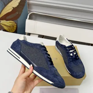 Brunello Cucinelli Tênis Lifestyle de Camurça e Malha Marinho