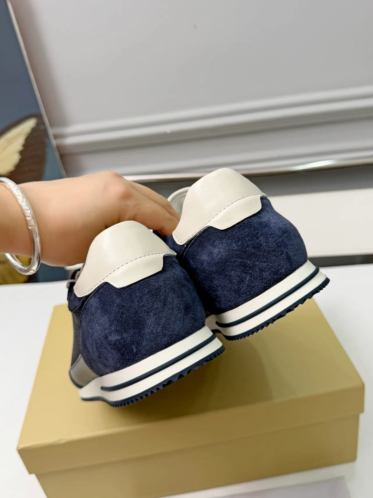 Brunello Cucinelli Navy Suede and Mesh Lifestyle Sneakers 3