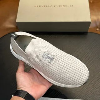Brunello Cucinelli रिब्ड নিট স্লিপ-অন লোফার