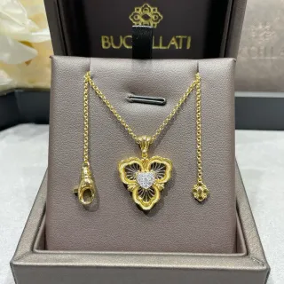 Buccellati قلادة مع معلق قلب زهوري مرصعة بالماس