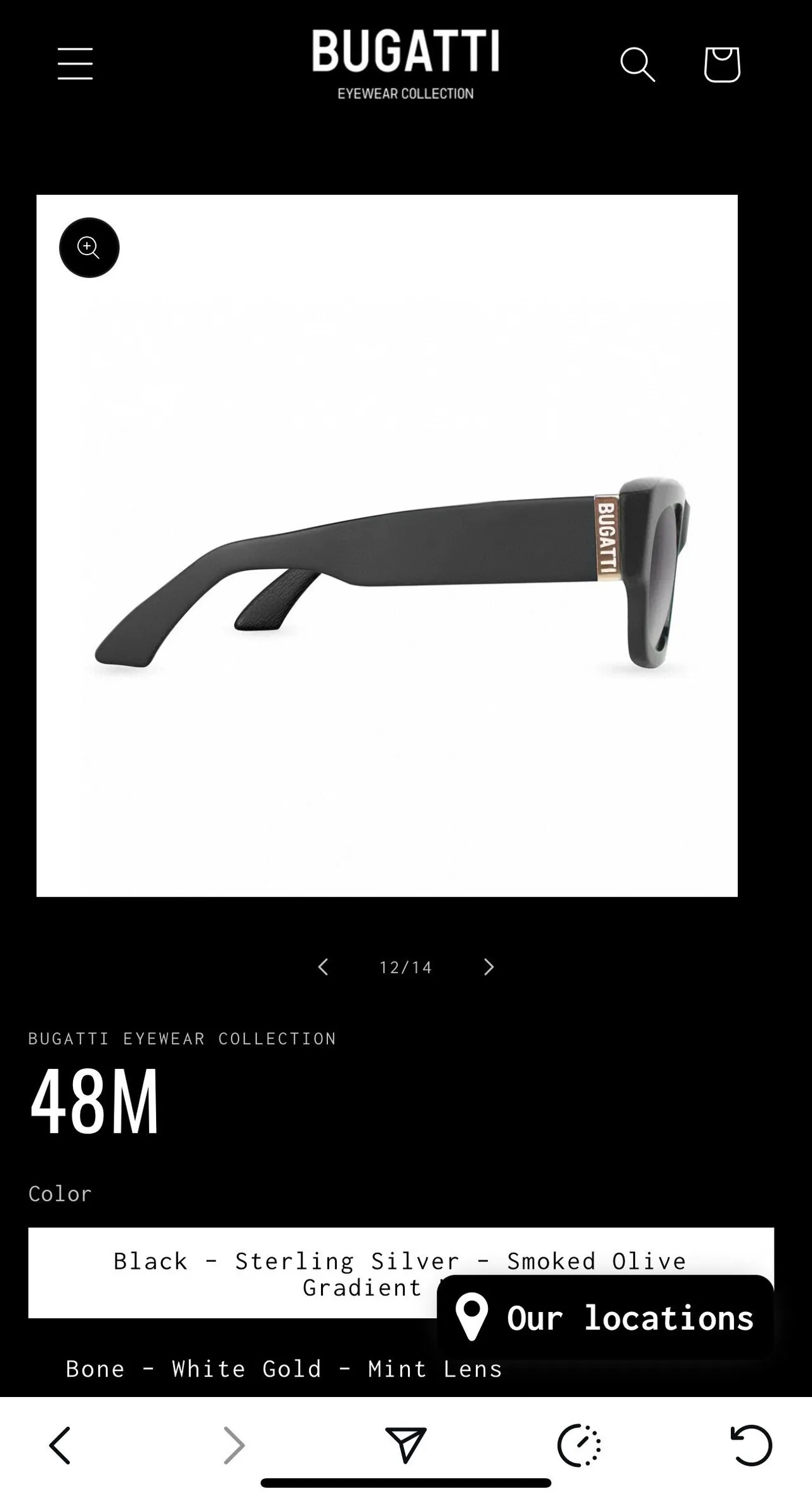 Bugatti 48M Matte Black Gradient Brown Sunglasses 3