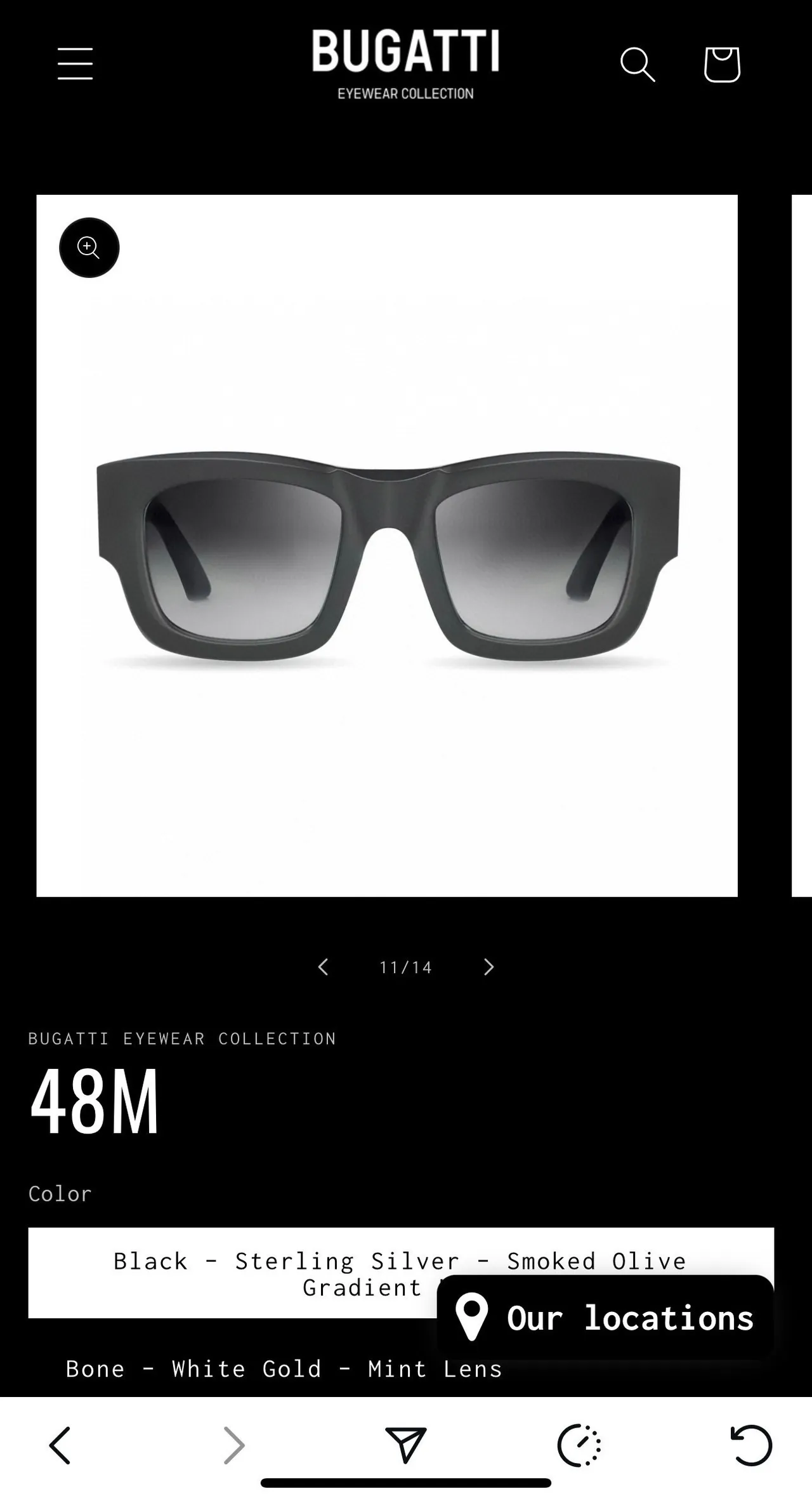 Bugatti 48M Matte Black Gradient Brown Sunglasses 4