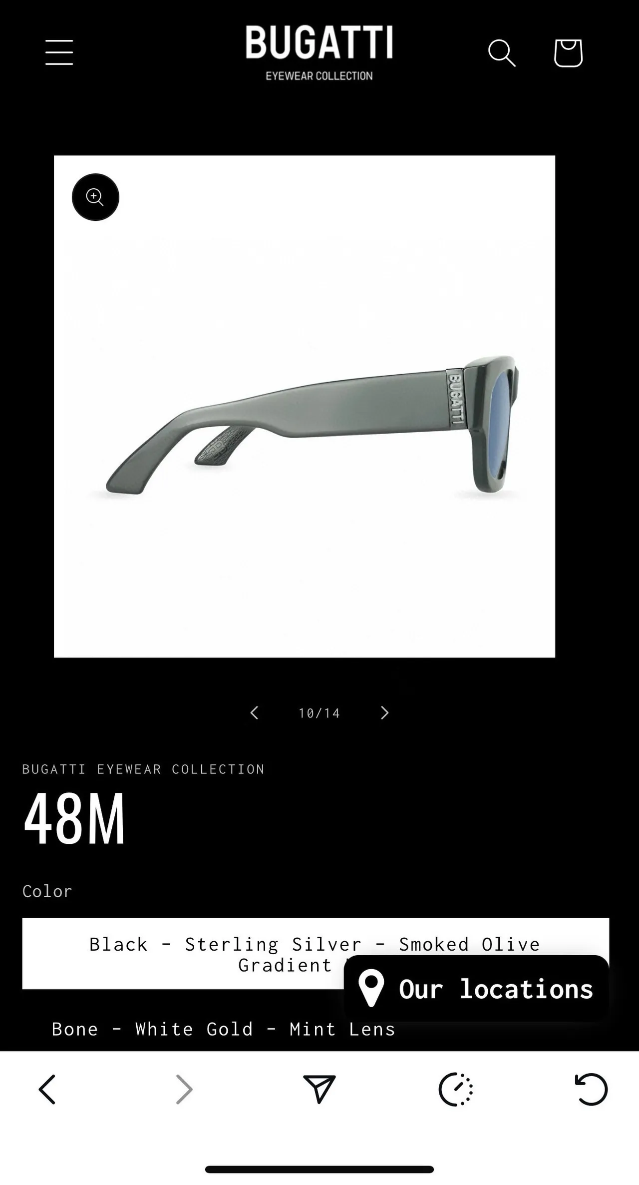Bugatti 48M Matte Black Gradient Brown Sunglasses 5