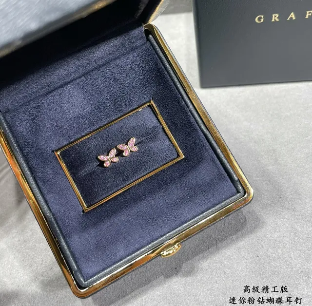 Butterfly-Shaped Pavé Pink Stone Gold-Tone Mini Stud Earring 3