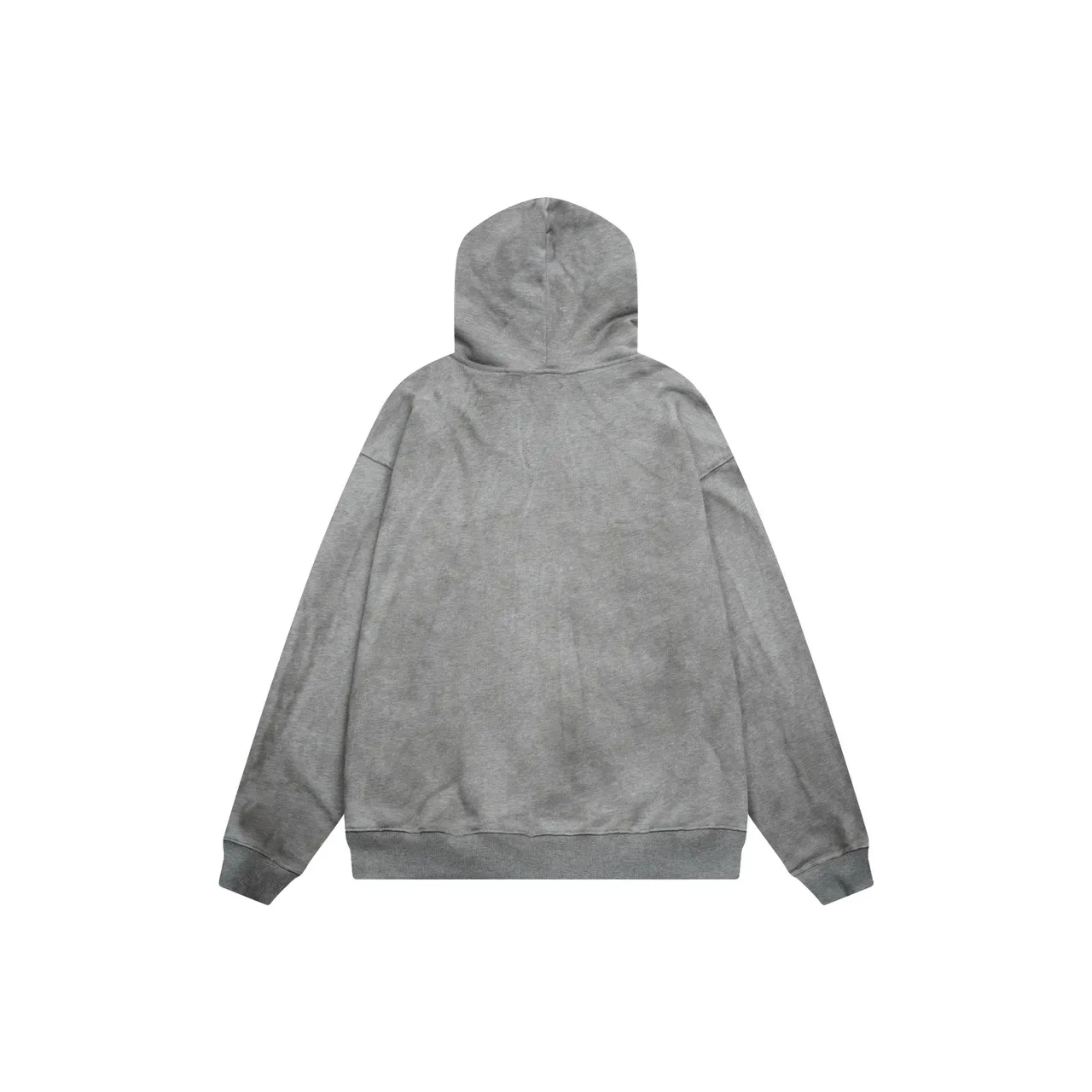 Charcoal Gray and Heather Gray Embroidered Graphic Full-Zip Oversized Hoodie 5
