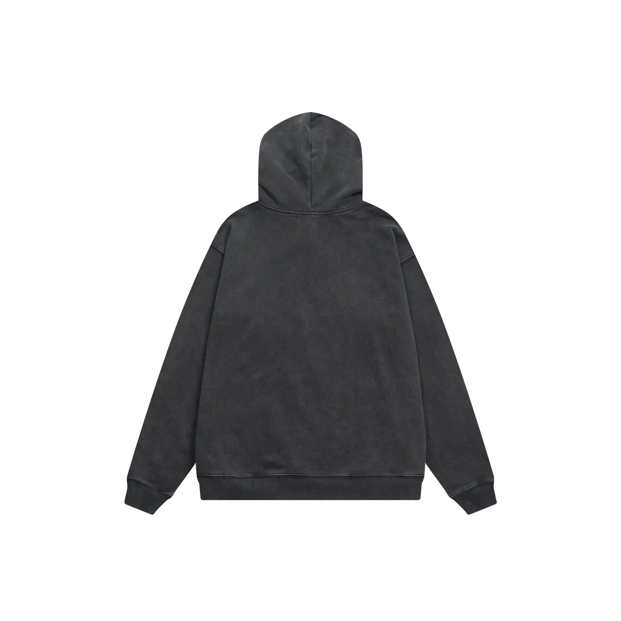 Charcoal Gray and Heather Gray Embroidered Graphic Full-Zip Oversized Hoodie 7