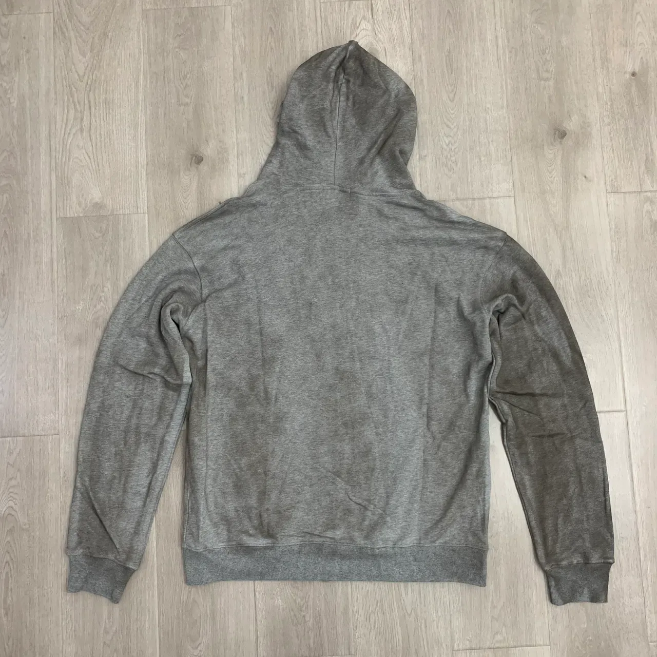 Charcoal Gray and Heather Gray Embroidered Graphic Full-Zip Oversized Hoodie 10