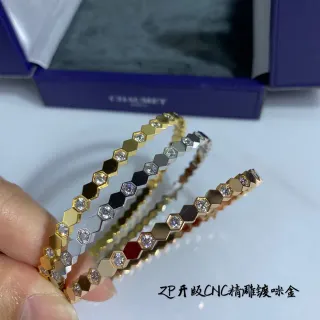 Chaumet Oro Plata Hexagonal-Link Pavé-Set Pulsera