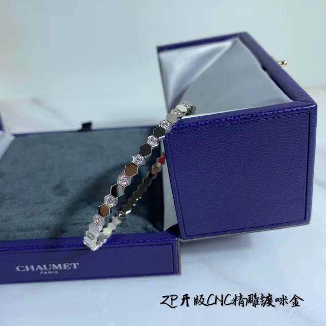Chaumet Gold Silver Hexagonal-Link Pavé-Set Bracelet 2