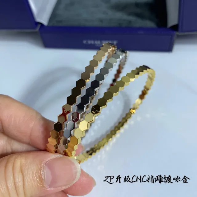 Chaumet Gold Silver Hexagonal-Link Pavé-Set Bracelet 8