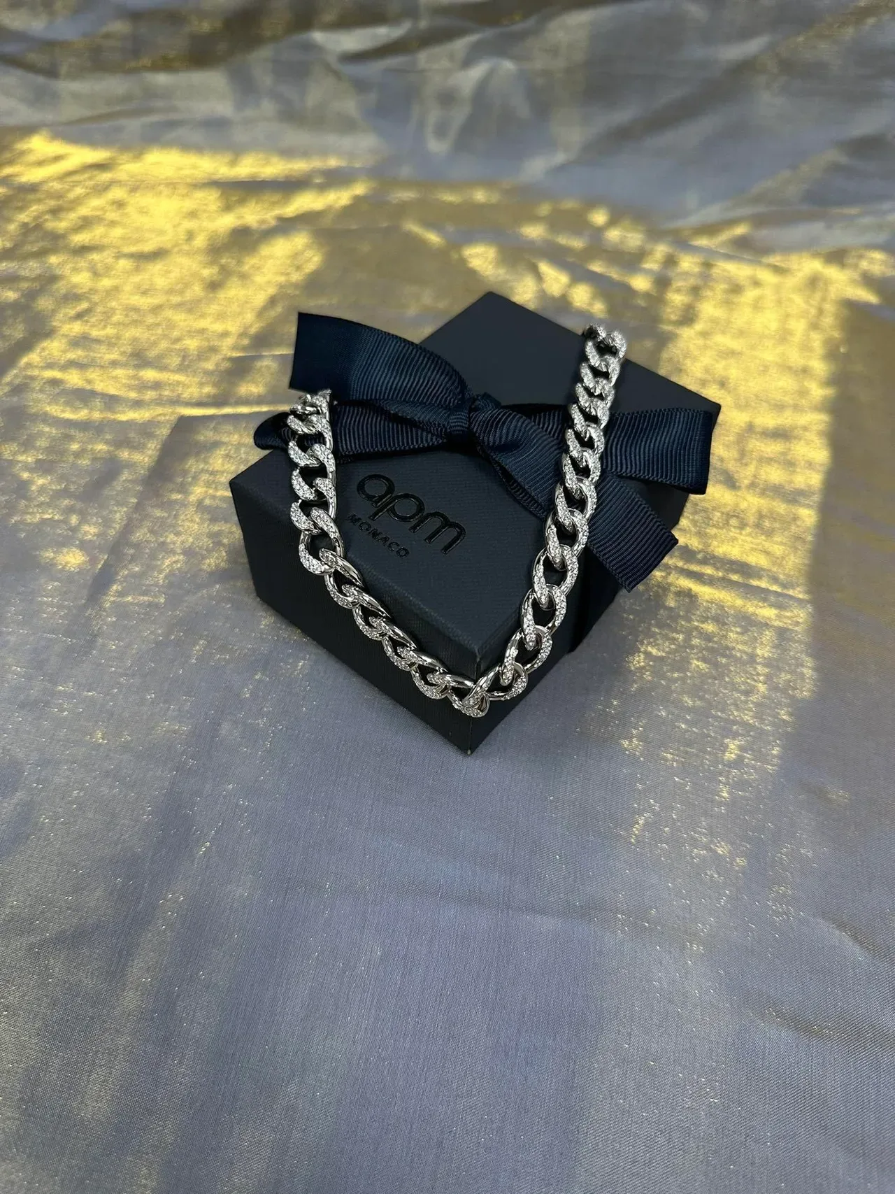 Chunky Curb-Link Pavé Crystal Silver-Tone Necklace 3