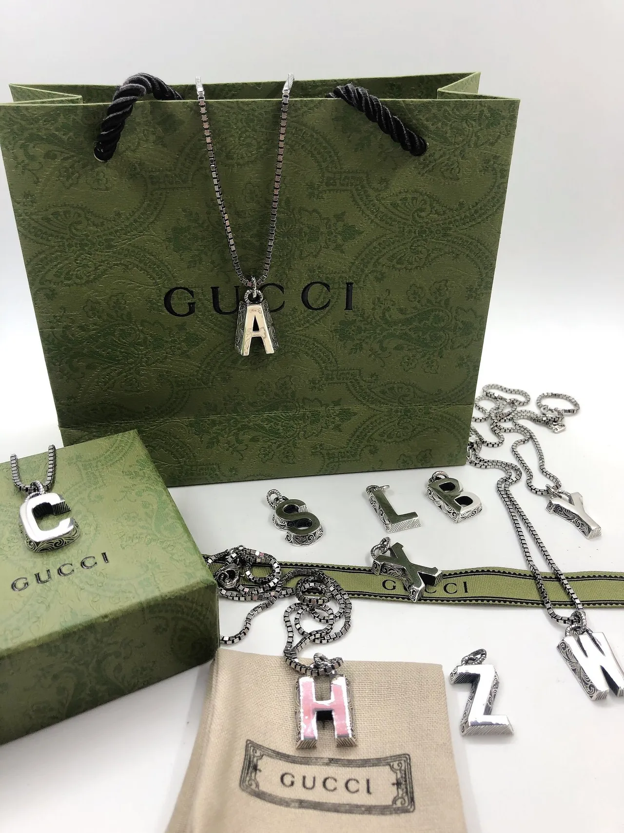 Chunky Oxidized Block Letter Pendant Necklaces 2
