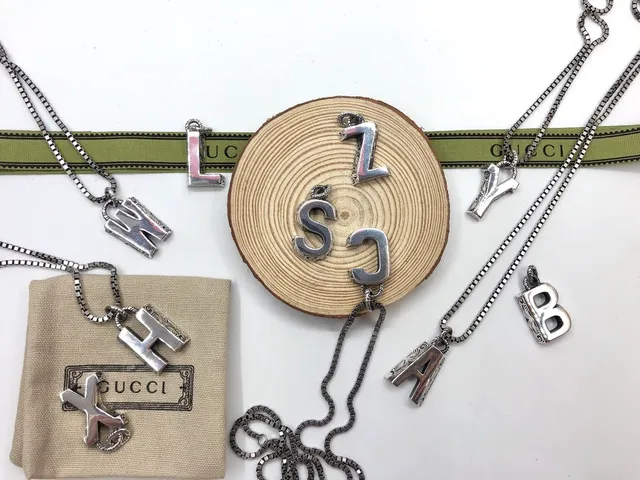 Chunky Oxidized Block Letter Pendant Necklaces 3