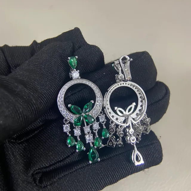 Circular Hoop Floral Chandelier Drop Earrings 4
