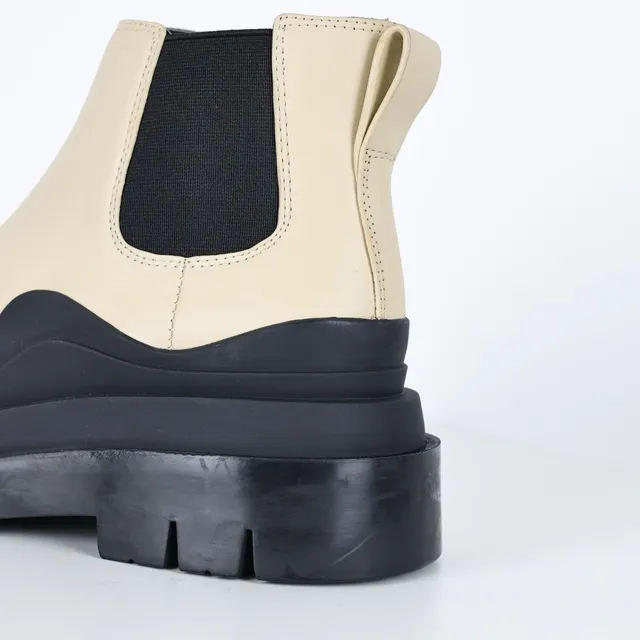 Cream and Black Chunky Platform Chelsea Boots 4