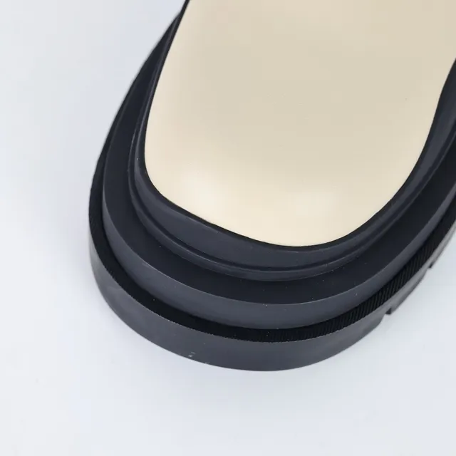 Cream and Black Chunky Platform Chelsea Boots 5