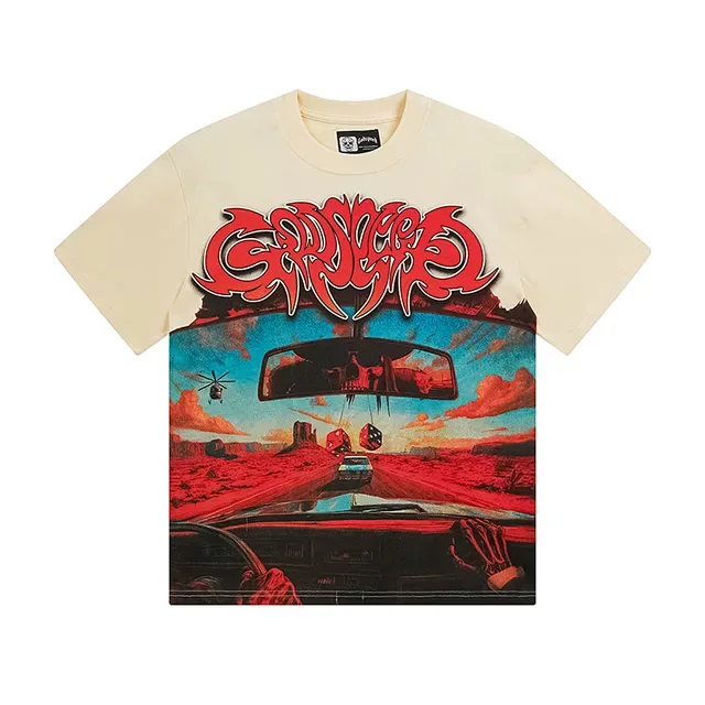 Cream Graphic-Print Double-Sided Art T-Shirt 2