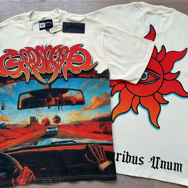 Cream Graphic-Print Double-Sided Art T-Shirt 4