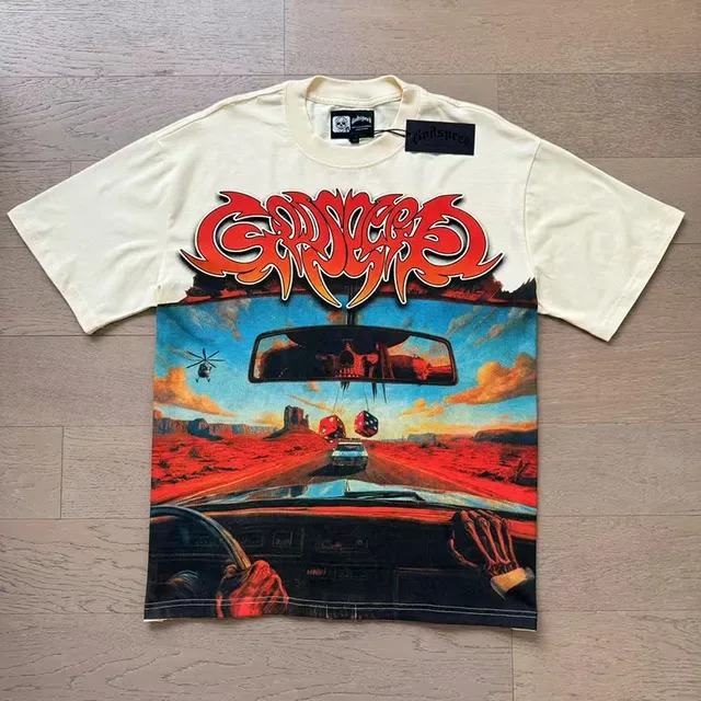 Cream Graphic-Print Double-Sided Art T-Shirt 5