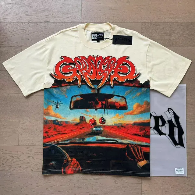 Cream Graphic-Print Double-Sided Art T-Shirt 6